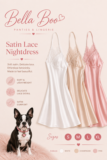 SATIN LACE NIGHT DRESS 🐾