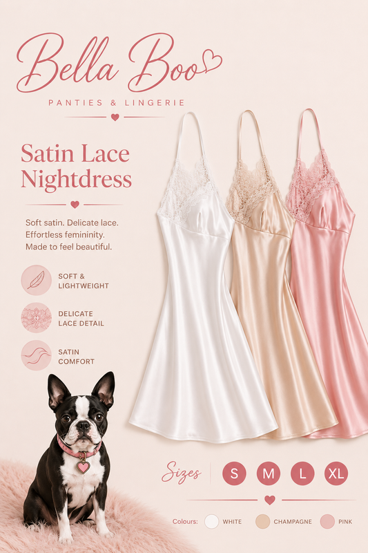 SATIN LACE NIGHT DRESS 🐾