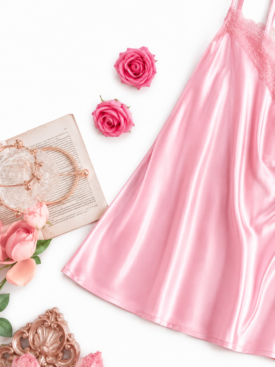 SATIN LACE NIGHT DRESS 🐾